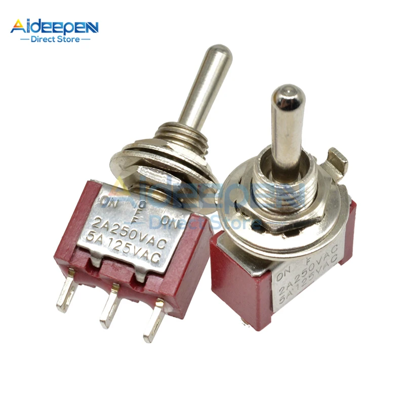 MTS-102/103/202/203/302/303/402/403/123/223 Mini Toggle Switch 125V/6A 250V/3A 3/6/12 Pin 2/3 Position Copper/Silver Contact - Цвет: 123 13x7MM Silver