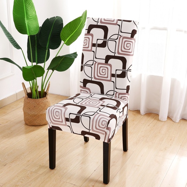Series Chair Cover for Dining Room Banquet Hotel Kitchen Spandex Stretch Print Chair Covers Removable Washable Seat Decor