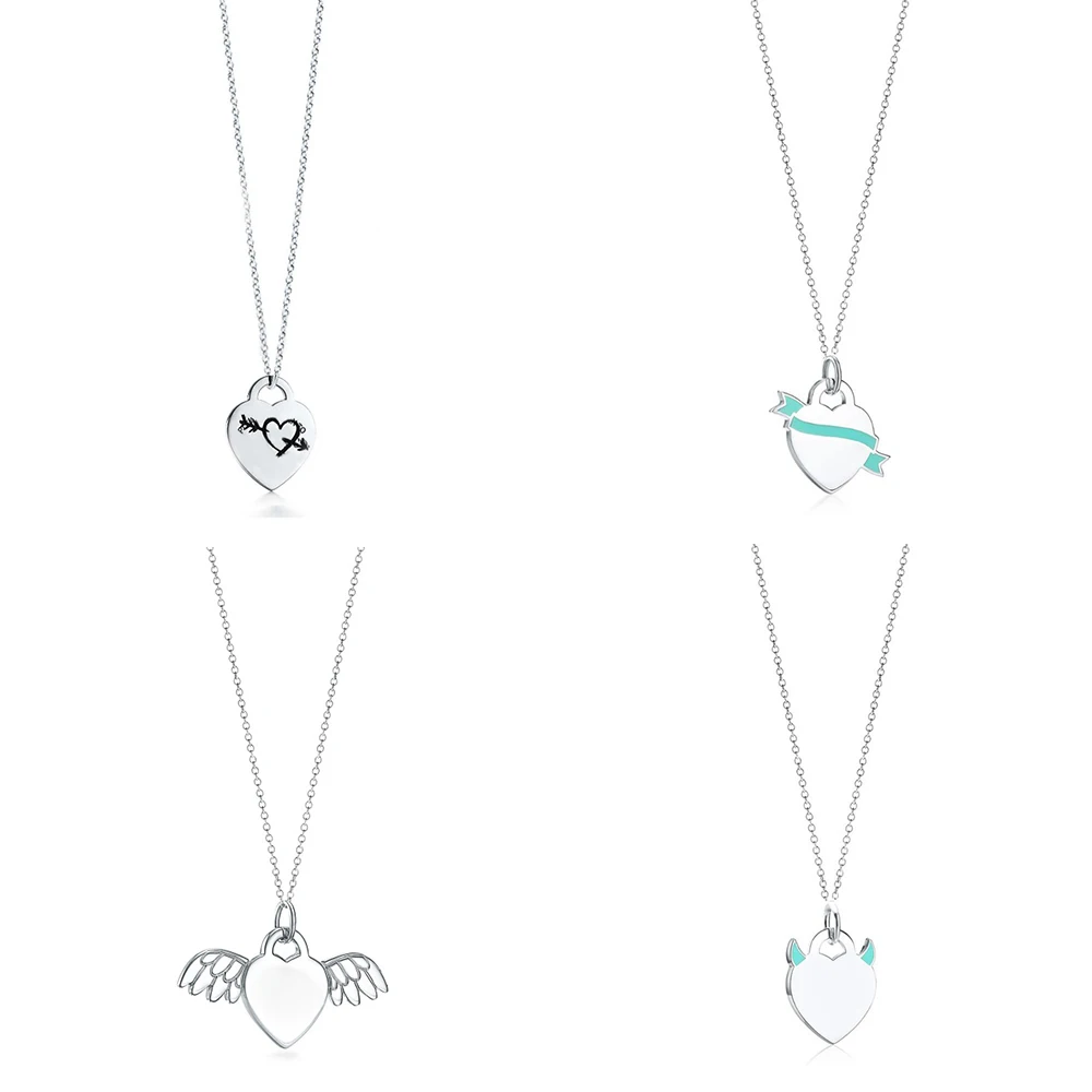 925 Sterling Silver Devil Angel Heart 