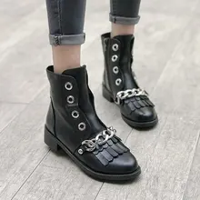 Женские мотоциклетные ботильоны martin; женская обувь из искусственной кожи на молнии; повседневные теплые зимние ботинки на плоской подошве; женская обувь; большие размеры 35-40