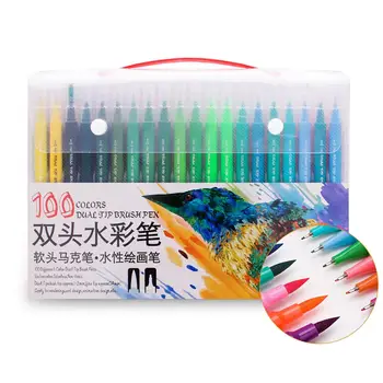 

60 72 100 Colors Watercolor Markers for Drawing Painting Set Professional Water Coloring Brush Pen set Dual Tip for School Art