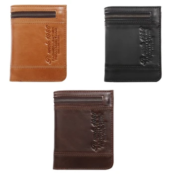 

PI UNCLE New Leather Men's Short Wallet Vertical Multi-Card Large Capacity Wallet Retro Trend