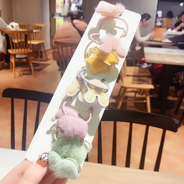 10/20/24 Pcs/Set Baby Girls Cute Cartoon Flower Scrunchies Rubber Bands Children Lovely Elastic Hair Bands Kids Hair Accessories Rabbit-10 Pcs