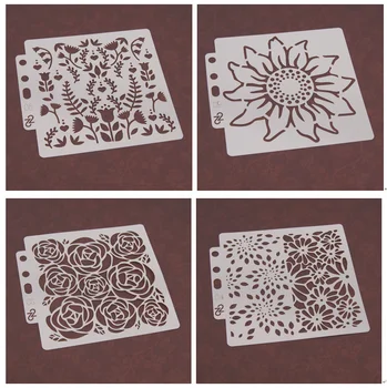 

5pcs Flowers pvc Layering Stencils for Diy scrapbook coloring,painting stencil,home deco DIY Paper Cards Crafts