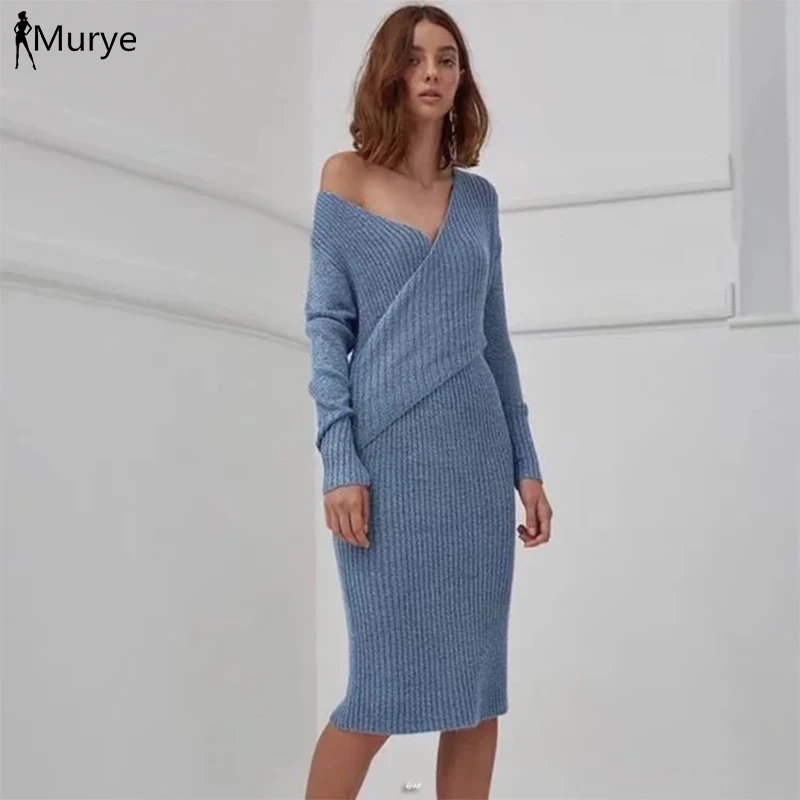 cotton knit midi dress
