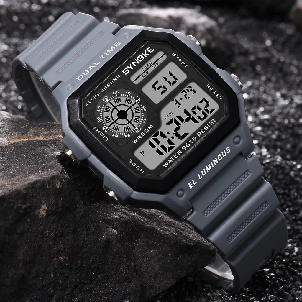 Digital Watches For Men Military Wristwatches Black Sports Watch Men Square LED Male Clock Relogio Masculino - 5