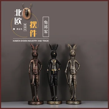 

Creative Home Crafts Retro Nordic Style Rabbit Office Desk Decoration Simple Resin Animal Model Home Gift Decoration Accessories