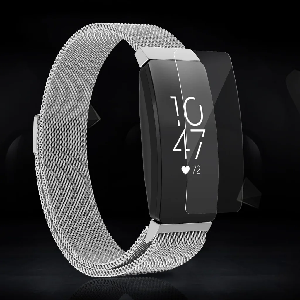 Миланские часы из нержавеющей стали ремешок браслет+ пленка для Fitbit Inspire Смарт часы браслет подходит для 155 мм-215 мм запястья