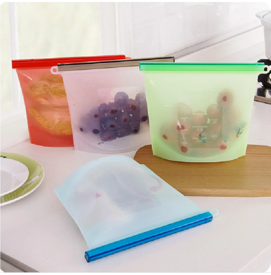 4 шт многоразовые силиконовые пакеты для еды Ziplock мешок лучше всего для сохранения и приготовления сэндвича Sous Vide жидкая закуска фрукты уплотнение мешок