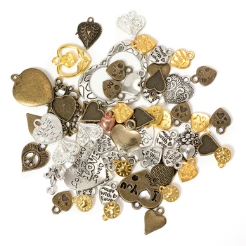 

50g 100g Mixed Love Heart Skull Charms Pendants Vintage Metal DIY Jewelry Findings Handmade Jewelry Making Wholesale