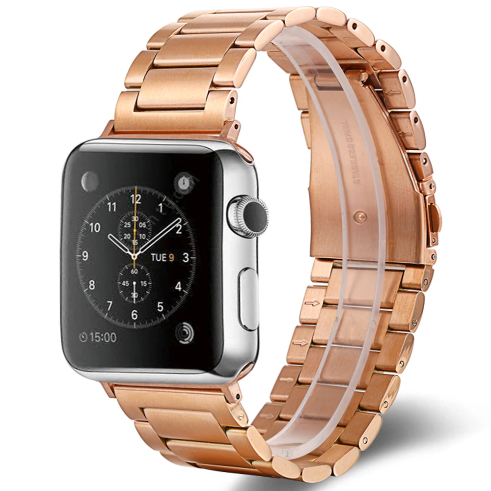 Ремешок из нержавеющей стали для Apple Watch ремешок 40 мм 44 браслет с пряжкой сменный