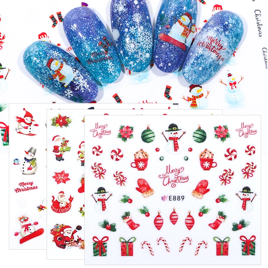 1 шт лак для ногтей Наклейка Рождество Санта снежинки Маникюр Водные Наклейки s для ногтей искусство год наклейки для ногтей Обертывания LAE886-896