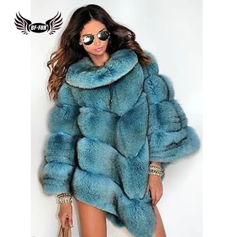BFFUR пальто из натурального меха лисы для женщин, пальто из натурального меха высшего качества, пончо и накидки, покрытые кожей, женские зимние модные пальто