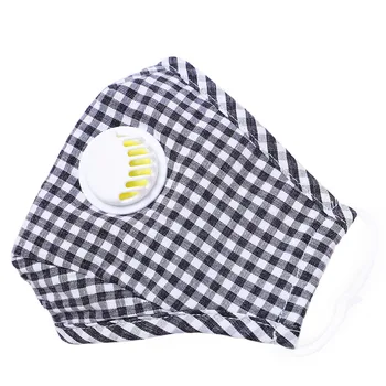 

Plaid Pattern Cotton Mouth Mask Within 2 PM2.5 Filters Anti Dust Mouth Masks Windproof With Breathing Valve Face Mouth Muffle