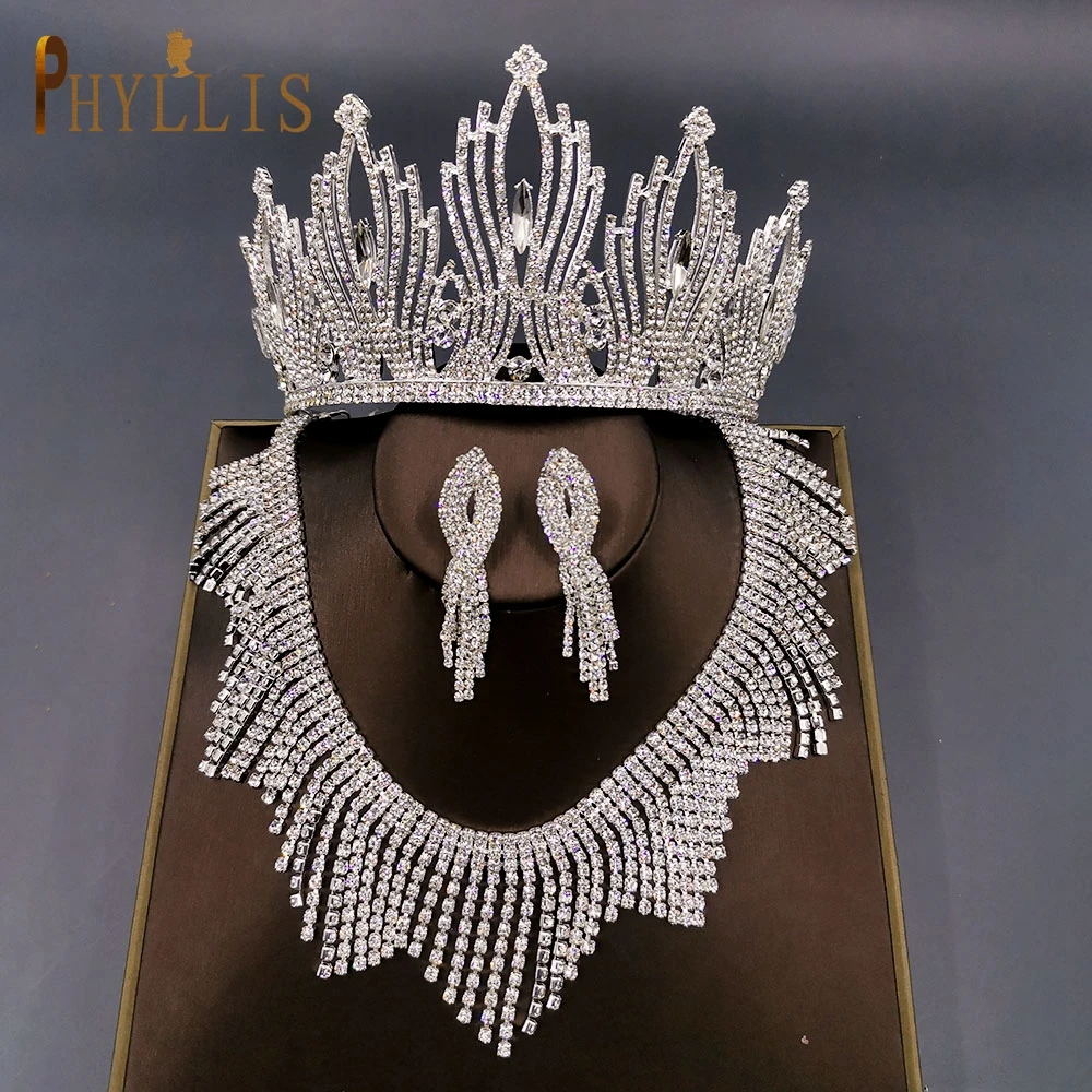 Conjunto de joyas para mujer, tocado nupcial de lujo, diadema de concurso de de imitación, coronas de cumpleaños, tocado pendientes de aleación, collar, A247|Joyería para el cabello| AliExpress