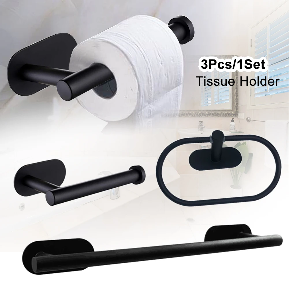 

3pcs Towel Bar Ring Shelf Home Stainless Steel Accessories Shower Modern Wall Mounted Bathroom Hardware Set Toilet Paper Holder