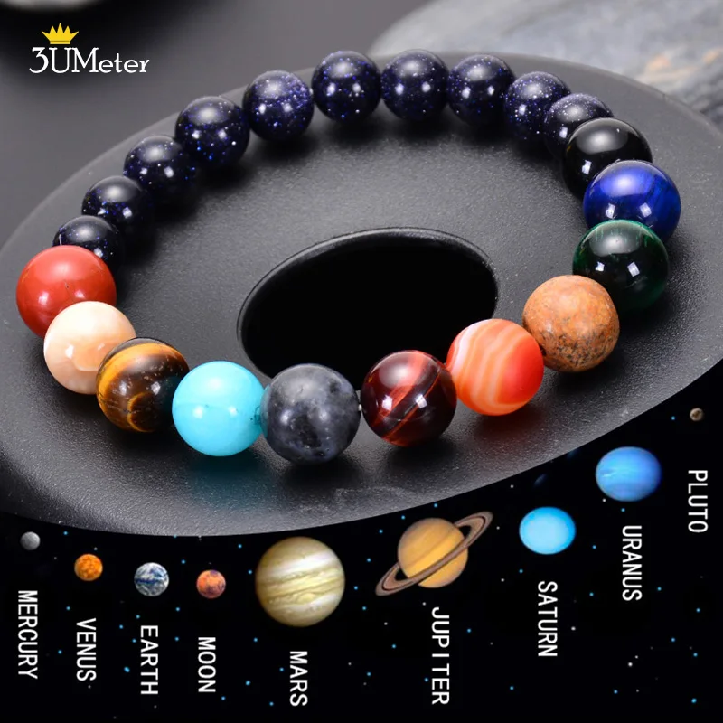 

Eight Planets Bead Bracelet Natural Stone Beads Chakra Yoga Bracelet Universe Galaxy Solar System Bracelets for Men Women Gifts