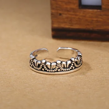 

Real Silver Color Jewelry Crown Rings for Women Wedding Finger Open Ring Anillos Anelli