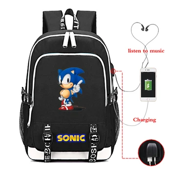 

Sonic School Backpack USB Charge Travel Backpack Laptop Backpack Sonic Fashion School Bags For Teenage