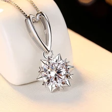 BOEYCJR двойной круг 925 серебро 2ct F цвет Moissanite VVS помолвка Свадебная подвеска, ожерелье для женщин юбилей подарок