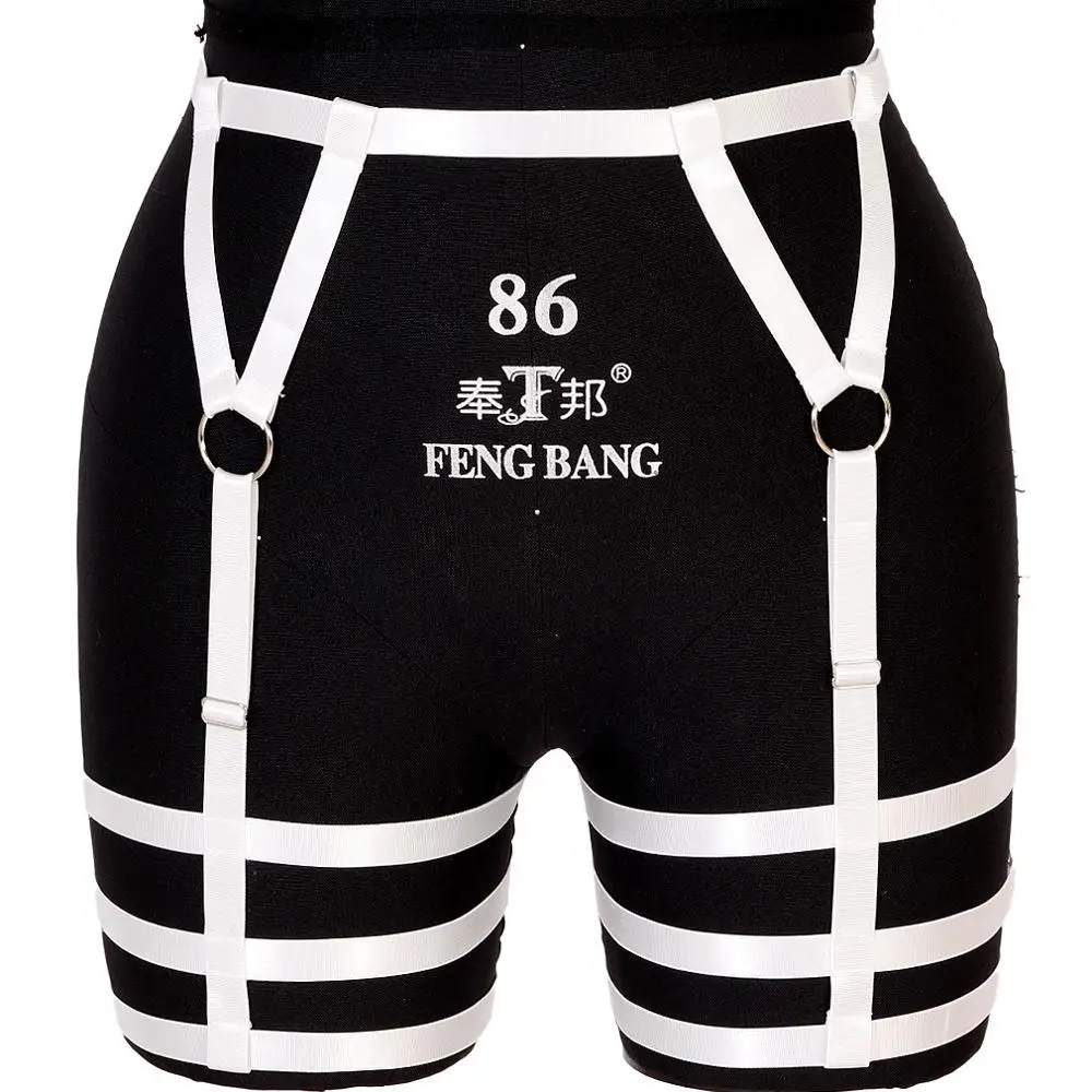 Body Harness Garter Belt White Strappy Pentagram Waist Garter Belt Women Plus Size Elastic Hollow Out Punk Goth Halloween Balls - Цвет: MLCP0003-white