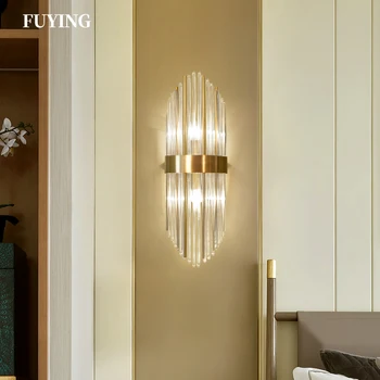 

Modern Wall Lamp Transparent Crystal Glass Copper Led Lamp Living Room Kitchen Bedroom Bedside Lights Home Lighting Wall Light