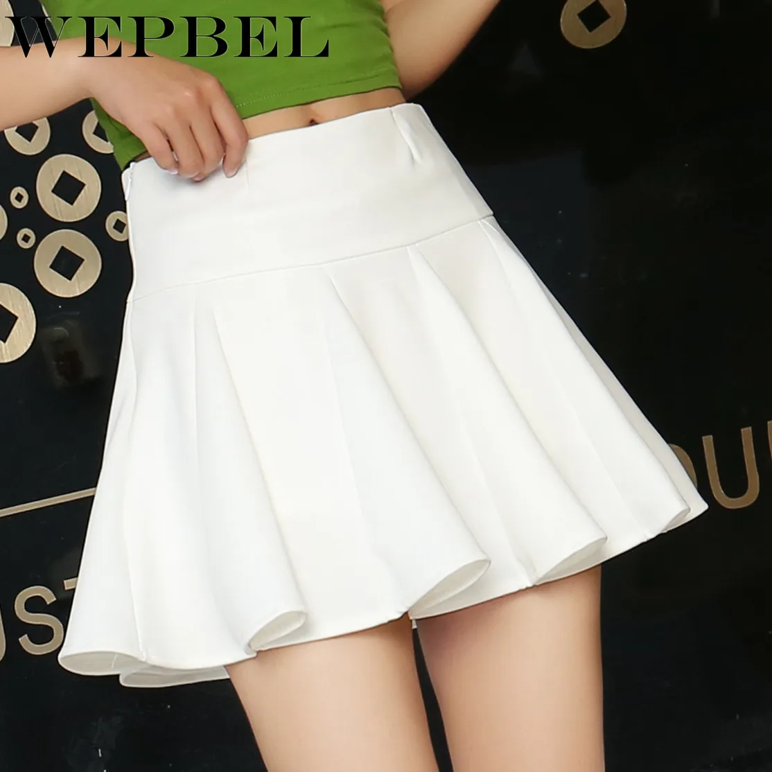 

Weppel Summer New Pleated Mini Skirt Japanese High Waist Elastic Skirt College Style Short Skirt Sweet Cute Girls Dance Skirt