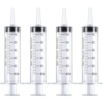 

4PCS 60ML Large Syringe With Catheter Tip No needle Plastic Syringe Use for Empty Cosmetic Containers ,Empty Lipgloss Tube