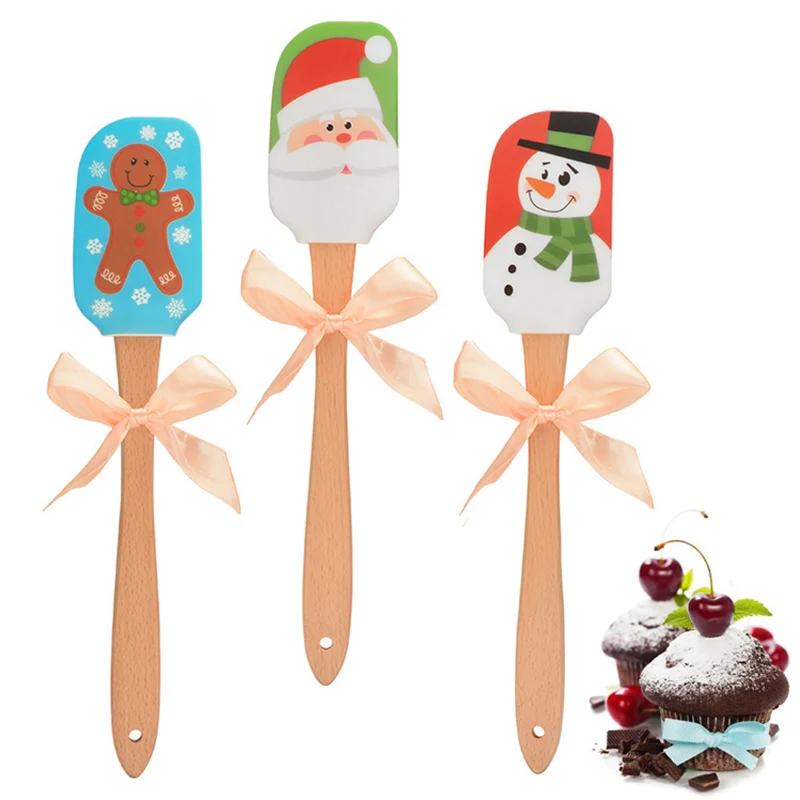 1PC Spatula Baking Scraper Cream Butter Cartoon Silicone Handled Brushes Pastry Tools Kitchen Utensil Cake Spatula Cooking Cake