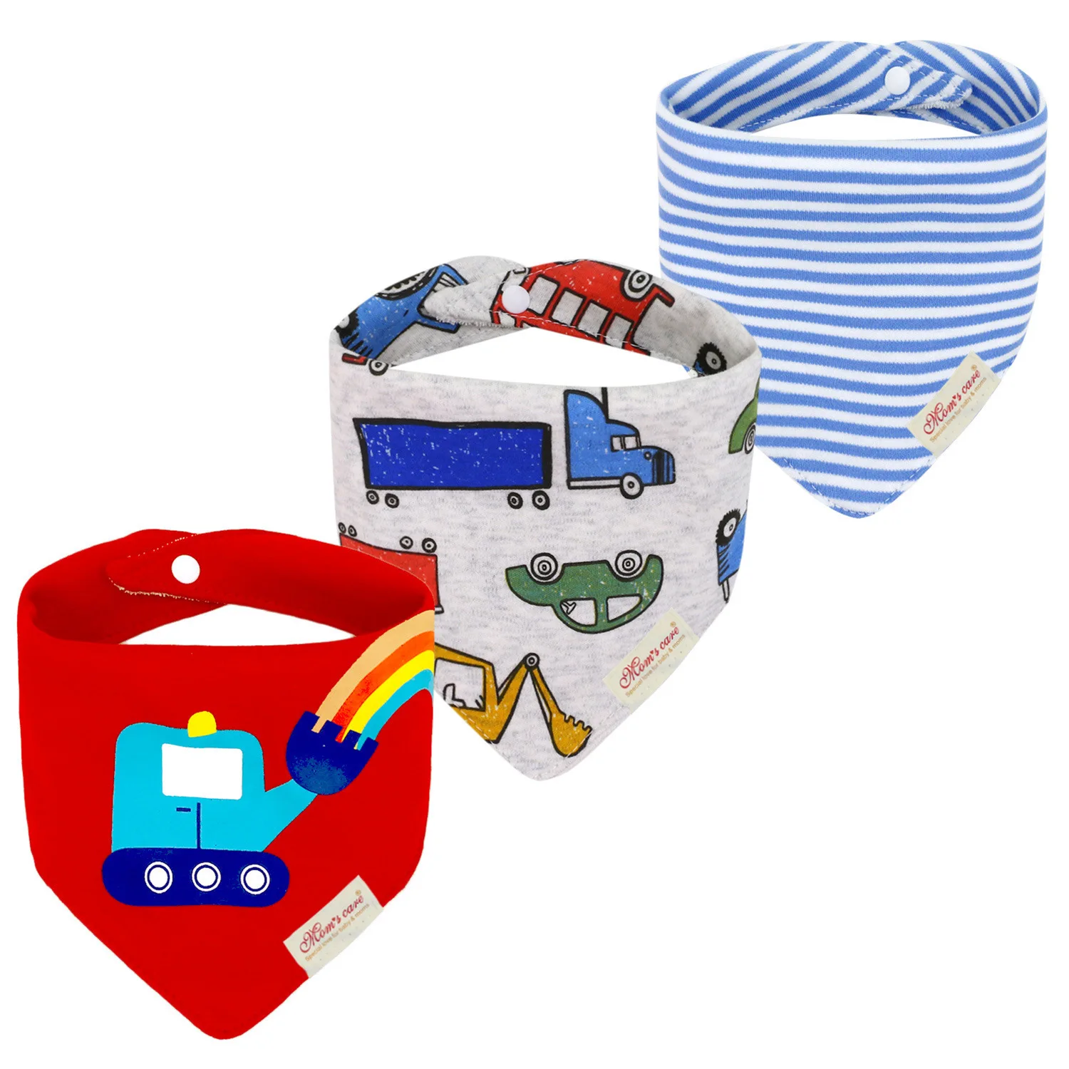 3Pcs Pack INS Style Triangle Bibs For Newborns Baby Boys Cute Print Cartoon Pattern Soft Cotton Saliva Towel Kids Accessories
