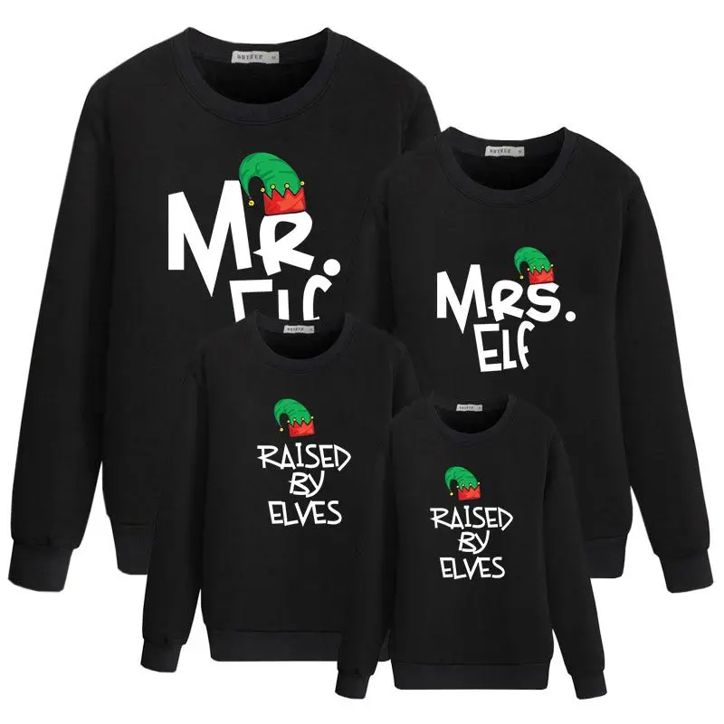 Семейные комплекты свитшот для мамы и дочки с надписью Mr Mrs elf одежда меня