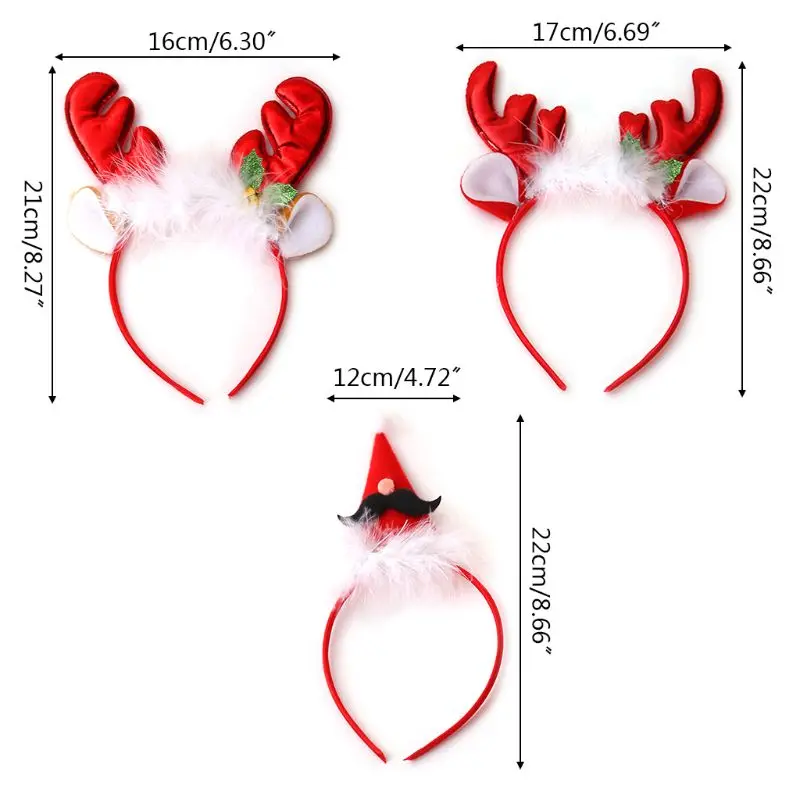 Рождественский обруч для волос с оленем, Рогом, перьями, украшения, аксессуары для волос для детской вечеринки, аксессуары для волос