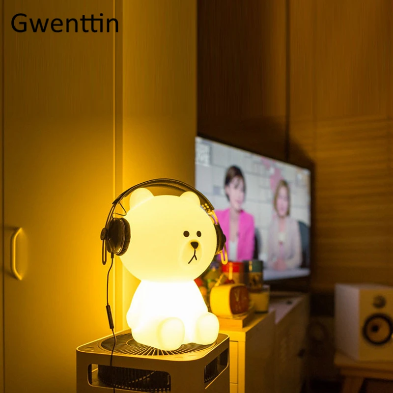

30-50cm Big Bear Dimming Night Light for Bedroom Bedside Lamps Home Decor Kid Children Gift LED Desk Lamp Table Light Luminaira