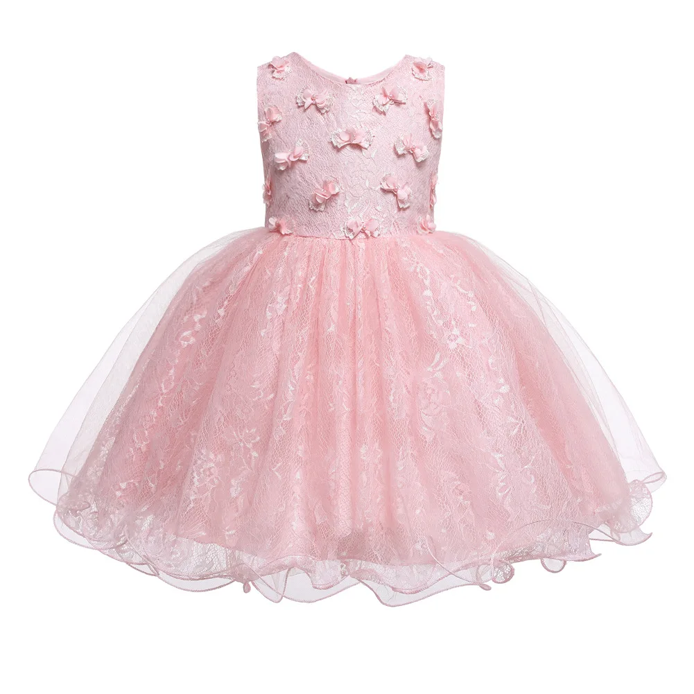 

Baby Girl Clothes Lace Applique Princess Dress for Wedding Party Tutu Kids Dresses Toddler Girl First Communion Birthday Gown