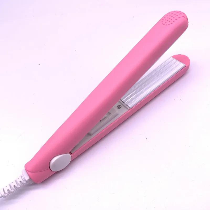 Мини-утюжок для волос розового цвета с гофрированной пластиной, электрические щипцы для завивки волос, инструменты для моделирования