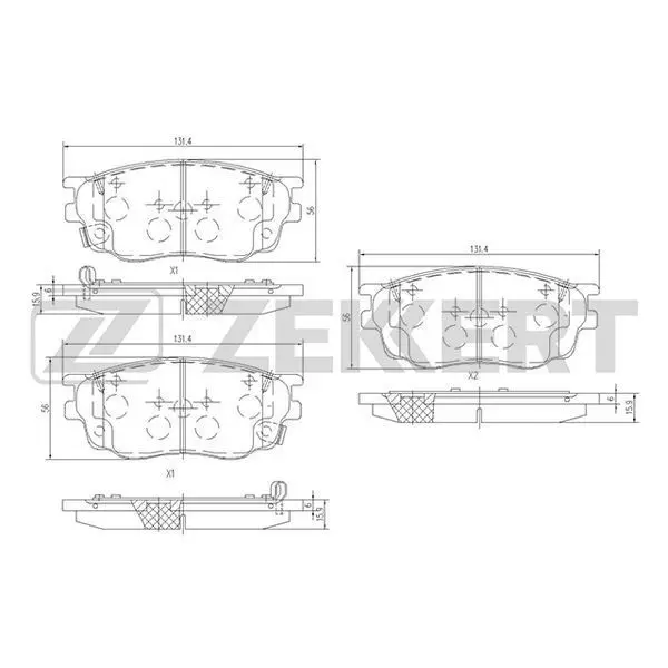 Колодки торм. диск. перед Mazda 6 02- 6 II 07 ZEKKERT bs-2063