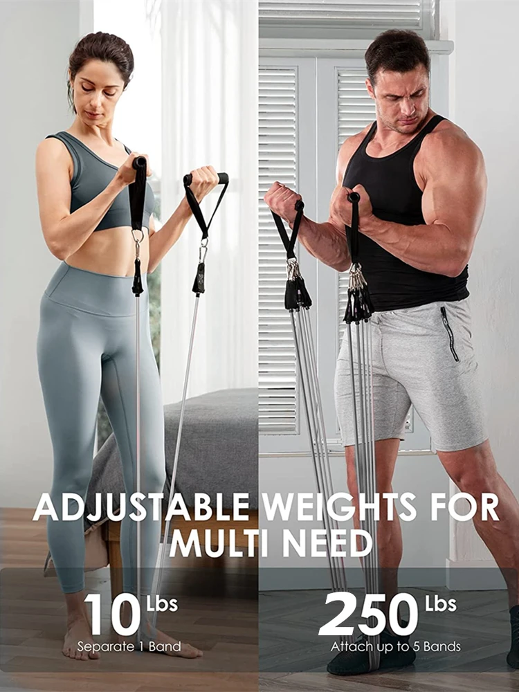250lbs Resistance Bands Set Fitness Workout Gym Pull Rope Yoga Latex Tube Sports Elastic Booty Bands Exercise Equipment for Home - Image 3