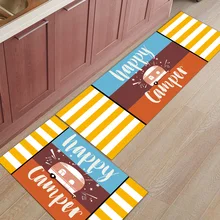 Осенний стиль веселый фон для кемпинга с оранжевыми и белыми полосками 2 шт коврик для кухни грязь мусор грязевой Траппер аксессуары наборы