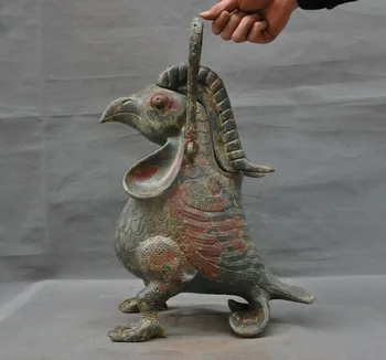 

wedding decoration Old Chinese dynasty bronze Ware bird beast Dynasty Palace Portable Pot Jar Crock