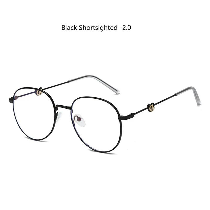 Zilead панда мультфильм анти синий свет готовой близорукости очки металлические очки для близоруких очки для женщин мужчин - Цвет оправы: black myopia 2.0