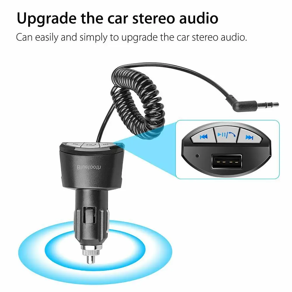 Автомобильный Bluetooth аудио приемник Jabor громкой связи A2DP 3,5 мм AUX стерео музыкальный приемник адаптер 5 В/2.1A USB зарядное устройство