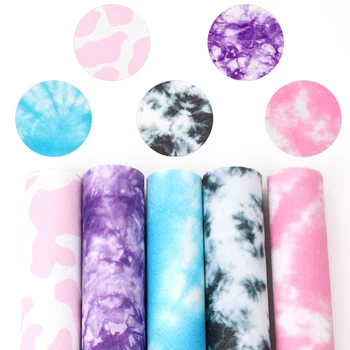 

JOJO BOWS 22*30cm 1pc/lot Faux Leather Sheet Graffiti Dyed printed Synthetic Leather Fabric DIY Hair Bow Handmade Craft Material