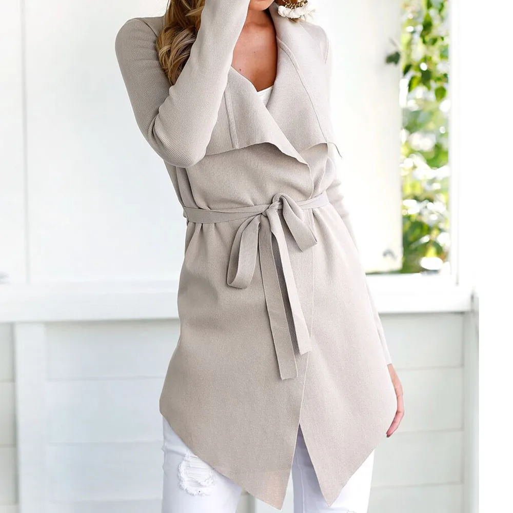 Jaycosin Fashion Women Winter Warm Open Front Jacket Pockets Coat Stylish Long Sleeve Comfortable Cardigan Jacket Coat 24#4