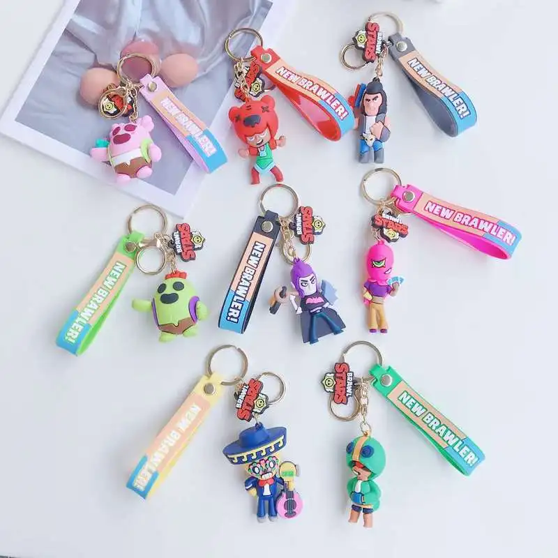 

Brawling game Anime Figure cartoon stars heroes Keychain Cute Cartoon PVC KeyChain collection action toys figura child gifts