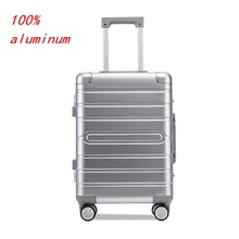 100 алюминиевый чехол для путешествий 20 дюймов, бизнес 24 дюйма, Чехол для багажа на колесиках