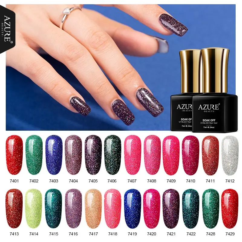 Azure Beauty High Quality Purple Neon UV Nail Gel Long Lasting Polish Semi Permanent Varnish 7ML Rainbow | Красота и здоровье
