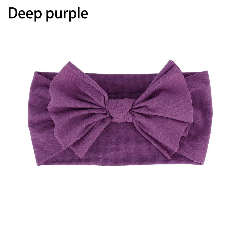 Deep purple Милая нейлоновая повязка на голову с бантом для малышей Эластичный Тюрбан повязка для волос бант для девочек волосы группы детей осенние аксессуары для волос - Цвет: Deep purple