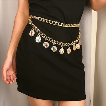 

New Fashion Girls Metal Waist Chain Gold Plated Belt Decoration Belt for Dresses Women Circle Metal String Designer Belts