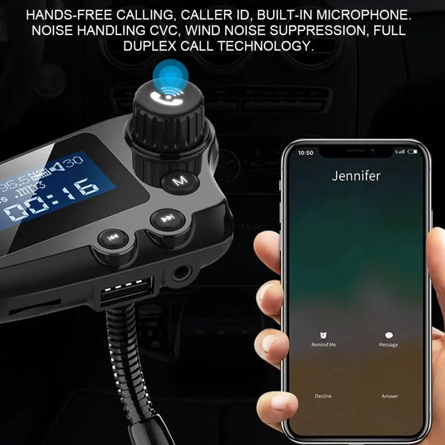 Fm-передатчик 1,8 дюймов Bluetooth 5,0 Автомобильный MP3-плеер Handsfree двойной USB быстрая зарядка fm-передатчик аксессуары automovil