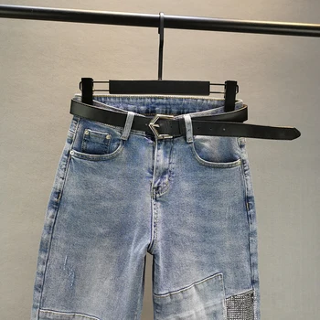 

Jeans Women Spring and Autumn New Style Loose-Fit Slimming Industrial Hot Drilling Skinny Harem Pants Ladies Jean Pants Jeans